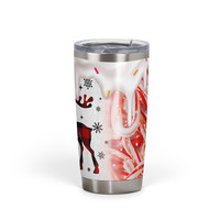 Plaid Reindeer Christmas Drip Tumbler - Candy Cane, Faux Icing & Buffalo Check 20 oz Fat Tumbler DS - Thumbnail 3