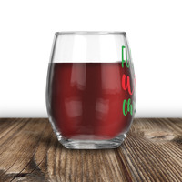 ​"Fueled by Wine and Christmas" Stemless Glass - Funny Holiday Drinking Gift DS - Thumbnail 3