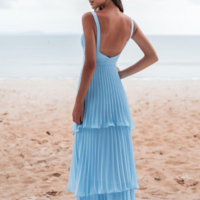 Charming Blue Long Open Back Evening Dresses Prom Dresses  - Thumbnail 1