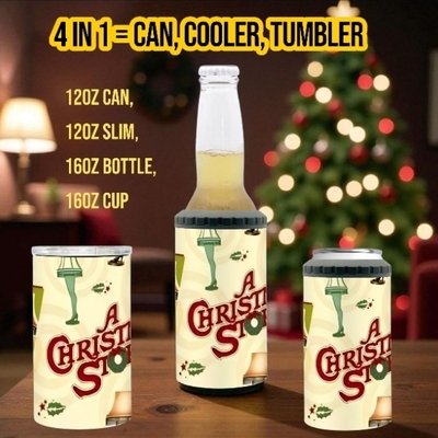 A christmas story leg lamp 4-in-1 can cooler tumbler, fra-gee-lay! it must be italian!  ds