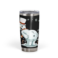 Funny Snowman Mooning Christmas | Making Snowflakes | Holiday 20oz Tumbler DS - Thumbnail 4