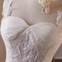 White Tulle Lace Short A-Line Prom Party Dress - Thumbnail 3