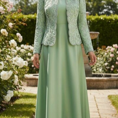 Green a line lace appliques mother of bride/groom dress evening formal gowns 