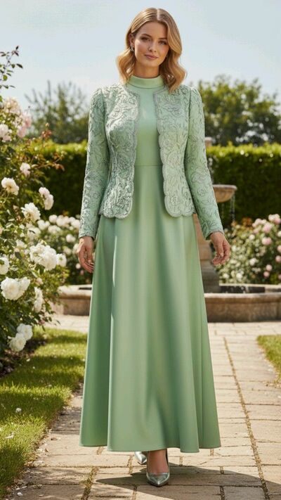 Green A Line Lace Appliques Mother of Bride/Groom Dress Evening Formal Gowns 