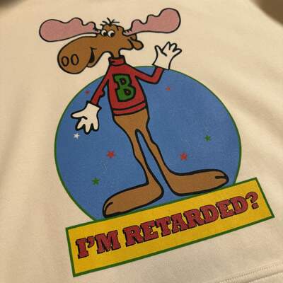 I'm retarded? - ivory cotton t shirt