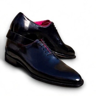 Crafted leather men’s classic black leather formal oxford lace up dress shoes - Thumbnail 1