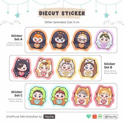 Haikyuu kigurumi glitter sticker diecut