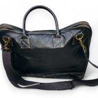 Crafted Leather Black Leather Dual Zip Laptop Bag  - Thumbnail 1