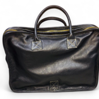 Crafted Leather Black Leather Dual Zip Laptop Bag  - Thumbnail 3