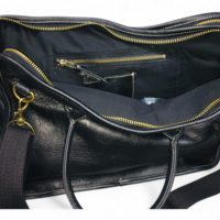Crafted Leather Black Leather Dual Zip Laptop Bag  - Thumbnail 7