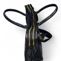 Crafted Leather Black Leather Dual Zip Laptop Bag  - Thumbnail 8