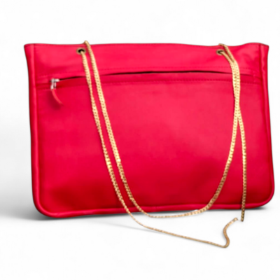 Crafted leather black / red v logo shopping bag