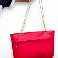 Crafted Leather Black / Red V Logo Shopping Bag - Thumbnail 3