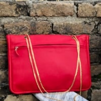 Crafted Leather Black / Red V Logo Shopping Bag - Thumbnail 8
