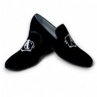 Crafted Leather Classic Black Velvet Loafers Men Dress Shoes - Thumbnail 2