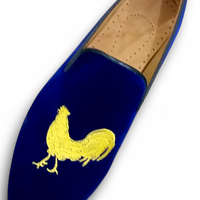 Crafted Leather Classic Blue Velvet Loafers Men Dress Shoes - Thumbnail 2