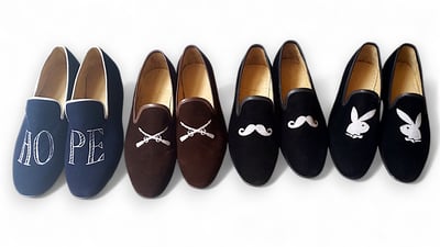 Crafted Leather Step into Elegance with our Velvet Embroidered Loafers, Available in Black, Blue, and Brown Where Luxury Meets Comfort