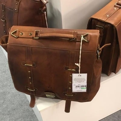 Crafted leather brown laptop bag accessories travelling backpack