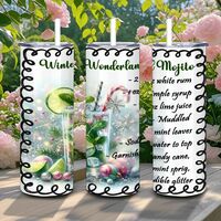 Winter Wonderland Mojito Tumbler - Christmas Cocktail 20oz Tumbler with Lid and Straw - Holiday Drink Recipe  - Thumbnail 2