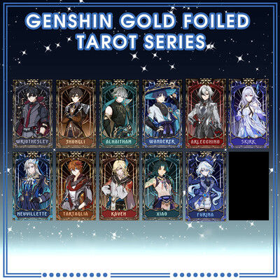 (custom 6) honkai star rail and genshin fanmade gold tarot cards