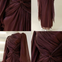 A Line Long Sleeves Burgundy Evening Dresses Long Prom Dresses - Thumbnail 1