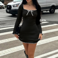 Elegant Temperament Bow Long Sleeved Dress - Thumbnail 2