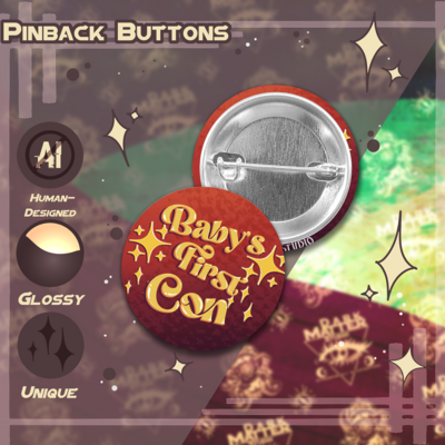Baby's first con | pinback buttons