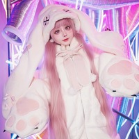 Kawaii Rabbit Ear Zip Hoodie Coat | Leg Warmer | Set - Thumbnail 6