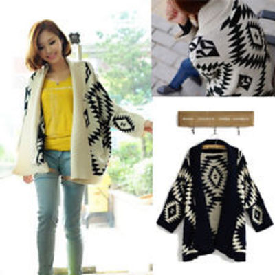 Aztec open front wrap cape sweater jacket cardigan loose oversized 