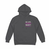 Nice Until Proven Naughty Hoodie - Funny Christmas Hoodie - Holiday Humor Sweatshirt - Festive Pullover with Christmas Lights - Grey or Black - Thumbnail 1