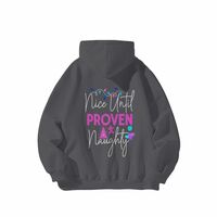 Nice Until Proven Naughty Hoodie - Funny Christmas Hoodie - Holiday Humor Sweatshirt - Festive Pullover with Christmas Lights - Grey or Black - Thumbnail 2