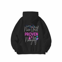 Nice Until Proven Naughty Hoodie - Funny Christmas Hoodie - Holiday Humor Sweatshirt - Festive Pullover with Christmas Lights - Grey or Black - Thumbnail 4