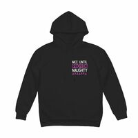 Nice Until Proven Naughty Hoodie - Funny Christmas Hoodie - Holiday Humor Sweatshirt - Festive Pullover with Christmas Lights - Grey or Black - Thumbnail 5