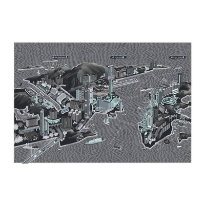 Aerial Hong Kong Map - Night Version