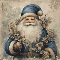 Blue Gold Santa 4 Cross Stitch Pattern - Thumbnail 1