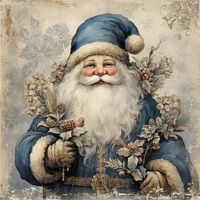 Blue Gold Santa 4 Cross Stitch Pattern - Thumbnail 2