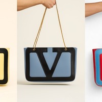 Crafted Leather Classic and Luxury Design Black / Yellow V Logo Shopping Bag For Women - Thumbnail 3