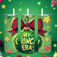 In My Grinch Era Tumbler - Funny Christmas 20oz Skinny Tumbler with Lid and Straw - Grinch Inspired Holiday Cup - Thumbnail 1