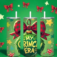 In My Grinch Era Tumbler - Funny Christmas 20oz Skinny Tumbler with Lid and Straw - Grinch Inspired Holiday Cup - Thumbnail 2