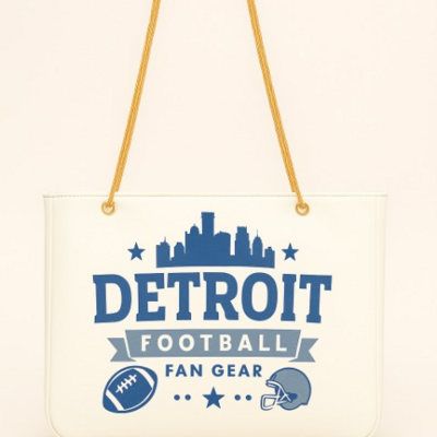 Crafted leather classic and luxury design detroit football purses fun sports purses her sports fan - Thumbnail 1