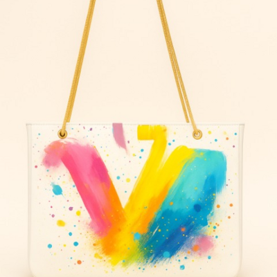 Crafted leather classic and luxury design splash shoulder bag/ paint themed purse - Thumbnail 1