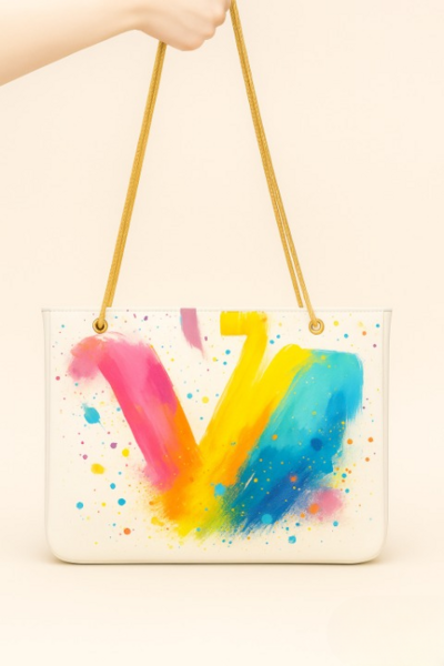 Crafted Leather Classic and Luxury Design Splash Shoulder Bag/ Paint Themed Purse