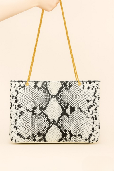 Crafted Leather Classic and Luxury Snake Design of a White, Black Snake Skin 