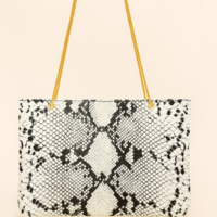Crafted Leather Classic and Luxury Snake Design of a White, Black Snake Skin  - Thumbnail 1