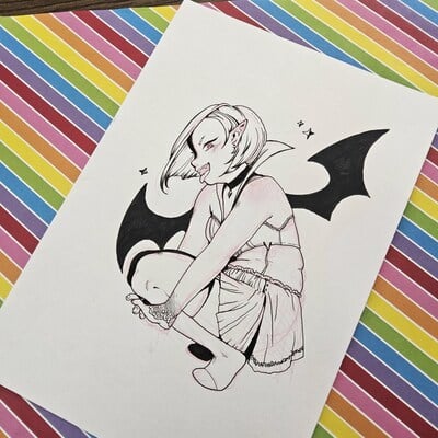 7 x 10 inch vampire original pencil and ink piece 