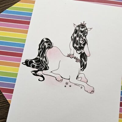 7 x 10 inch peaceful centaur original pencil and ink piece 