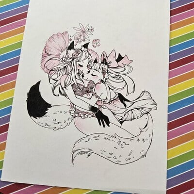 7 x 10 inch grilfriends original pencil and ink piece 