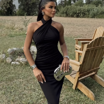 Scarf maxi dress - black