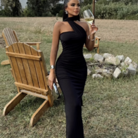 Scarf Maxi Dress - Black - Thumbnail 2