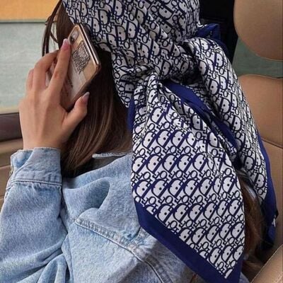 Handmade square printed silk scarf